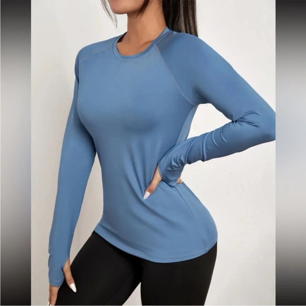 SHEIN blue long sleeve workout top women’s size medium - Picture 3 of 7